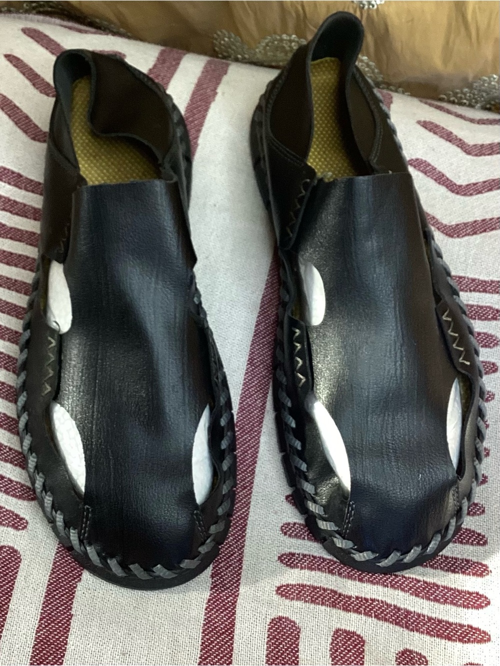 NWOT Black Vegan Leather Slip-On Fisherman Sandals 10.5/11 (44)
